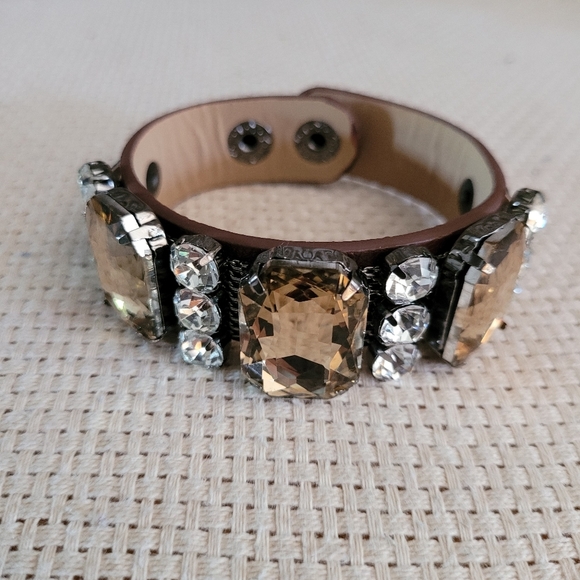 Crystal Leather Bracelet. Adjustable. New - Picture 3 of 4